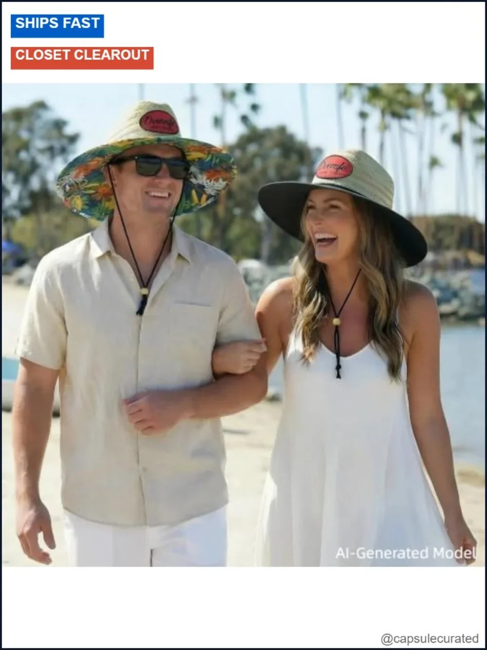 Straw Sun Hat with Wide Brim, Unisex, Lightweight, Breathable